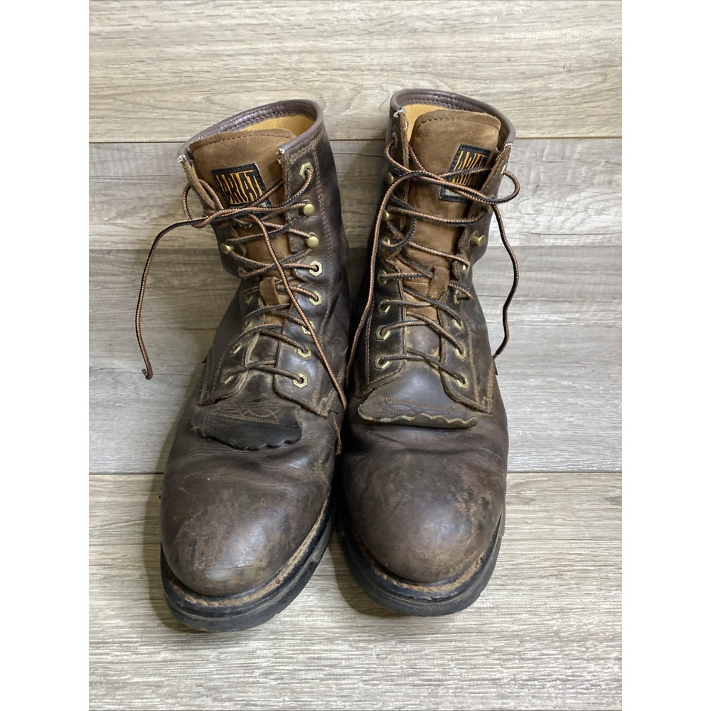 Ariat Men's WorkHog 9" Brown Leather Kiltie Work Boots Size 14 Lace Up Roper